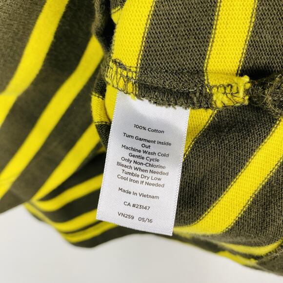 Talbots Size Small Striped Zip Shoulder Knit Top Yellow Brown 100% Cotton - Picture 6 of 6